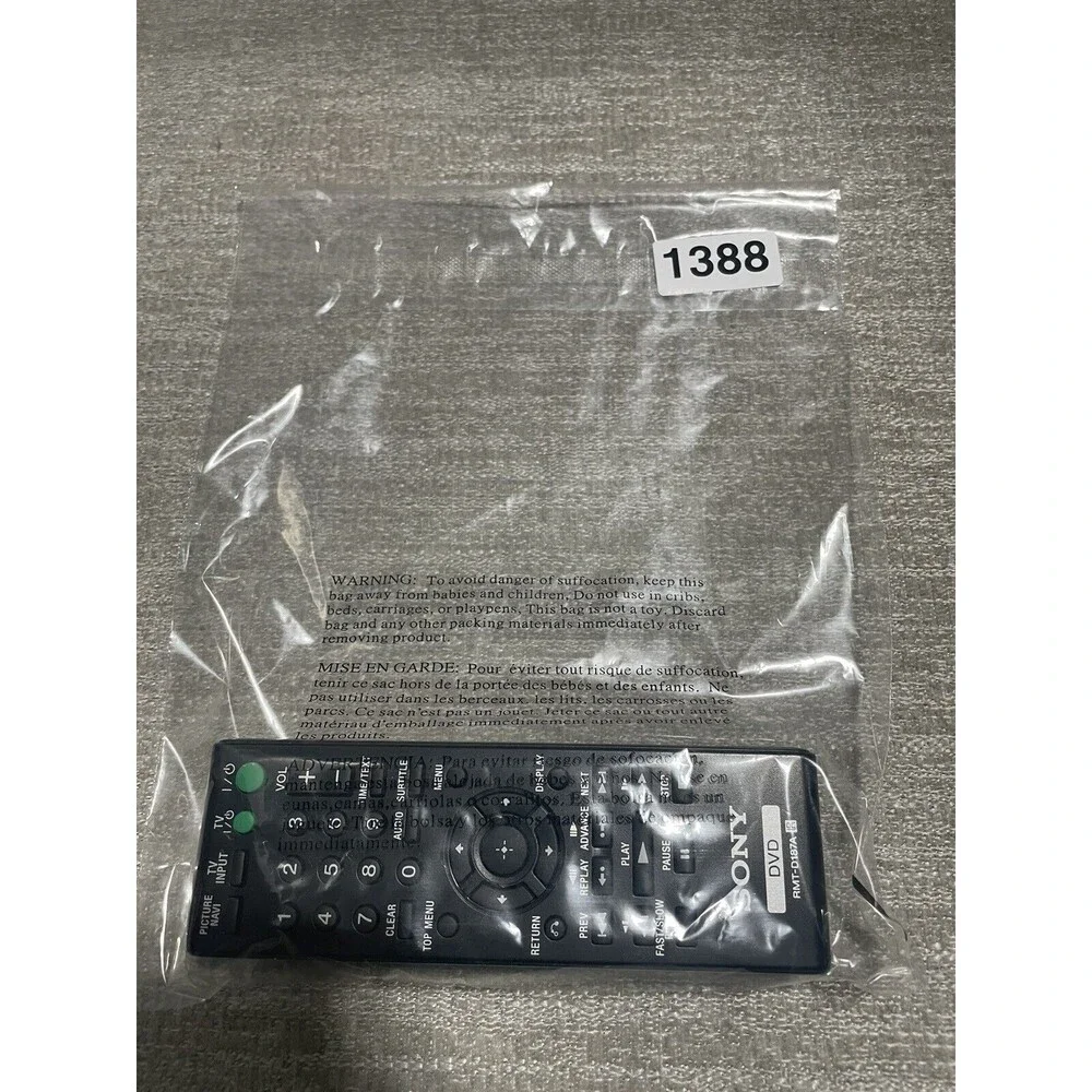 SONY RMT-D187A Remote Control Replaced for DVD CD Player DVP-SR500H DVP-NS710H